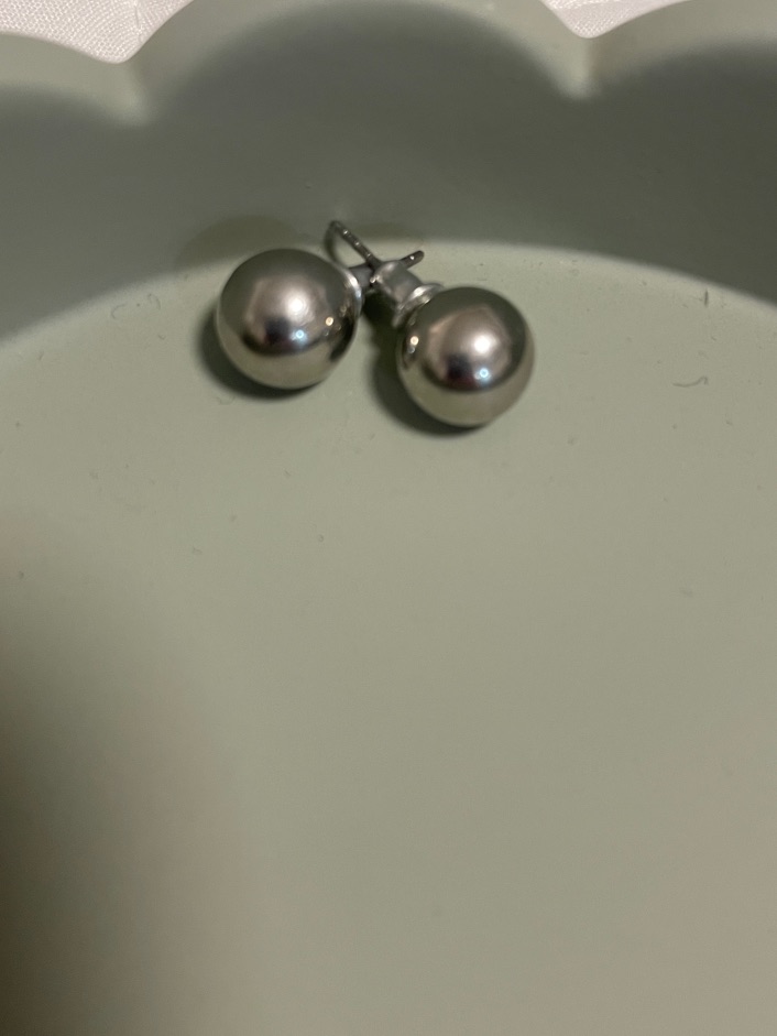 Silver Ball Stud Earrings - Minimal Round Design